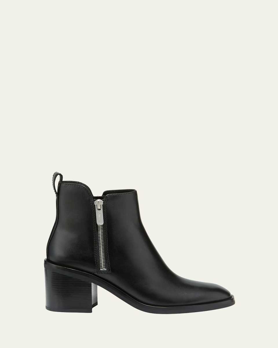 Alexa Leather Double-Zip Ankle Booties